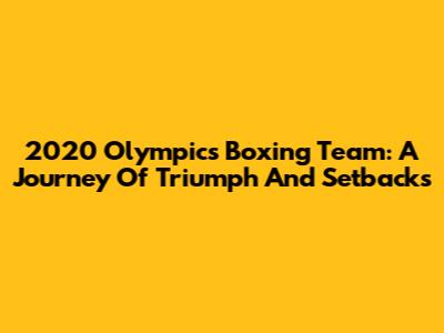 2020 Olympics Boxing Team: A Journey Of Triumph And Setbacks