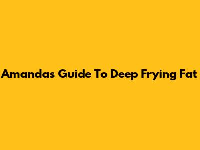 Amanda's Guide To Deep Frying Fat