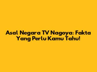 Asal Negara TV Nagoya: Fakta Yang Perlu Kamu Tahu!