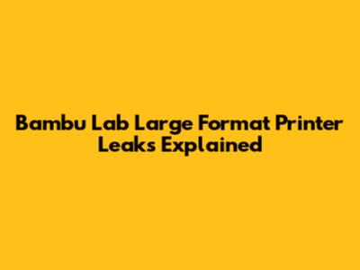 Bambu Lab Large Format Printer Leaks Explained