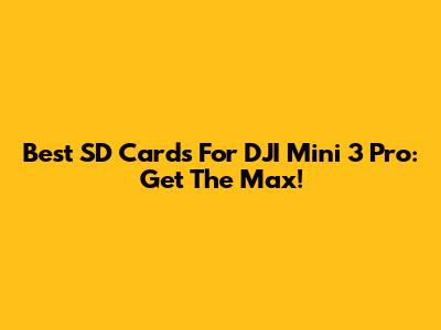 Best SD Cards For DJI Mini 3 Pro: Get The Max!