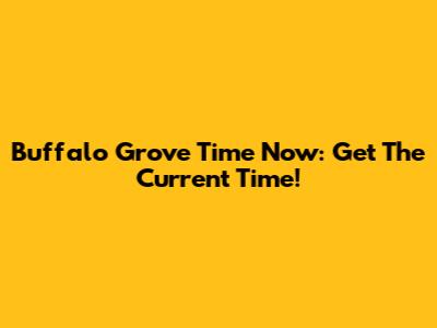 Buffalo Grove Time Now: Get The Current Time!