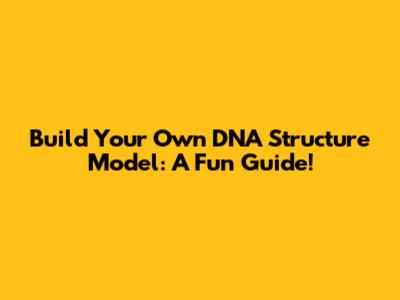 Build Your Own DNA Structure Model: A Fun Guide!