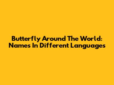Butterfly Around The World: Names In Different Languages