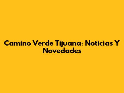 Camino Verde Tijuana: Noticias Y Novedades