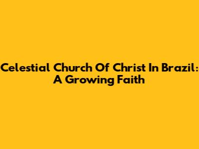 Celestial Church Of Christ In Brazil: A Growing Faith