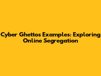 Cyber Ghettos Examples: Exploring Online Segregation