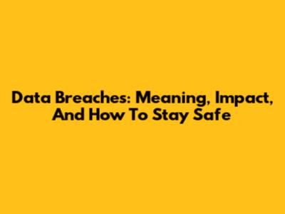 Data Breaches: Meaning, Impact, And How To Stay Safe