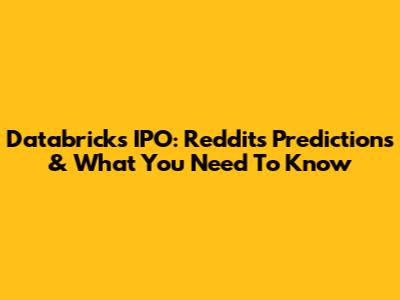 Databricks IPO: Reddit's Predictions & What You Need To Know