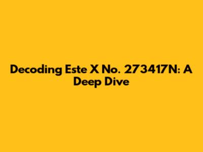 Decoding Este X No. 273417N: A Deep Dive