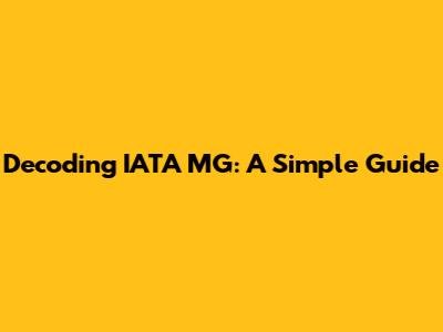 Decoding IATA MG: A Simple Guide