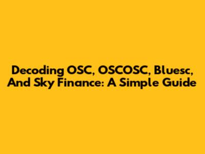 Decoding OSC, OSCOSC, Bluesc, And Sky Finance: A Simple Guide