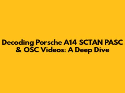 Decoding Porsche A14 SCTAN PASC & OSC Videos: A Deep Dive