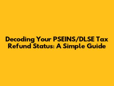 Decoding Your PSEINS/DLSE Tax Refund Status: A Simple Guide