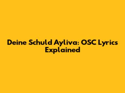 Deine Schuld Ayliva: OSC Lyrics Explained