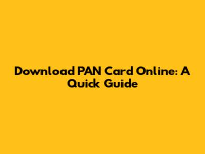 Download PAN Card Online: A Quick Guide