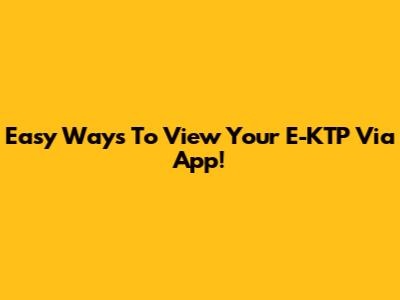 Easy Ways To View Your E-KTP Via App!