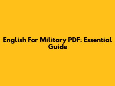 English For Military PDF: Essential Guide