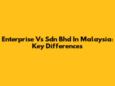 Enterprise Vs Sdn Bhd In Malaysia: Key Differences