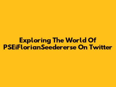 Exploring The World Of PSEiFlorianSeedererse On Twitter