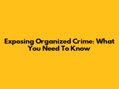 Exposing Organized Crime: What You Need To Know