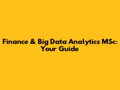 Finance & Big Data Analytics MSc: Your Guide