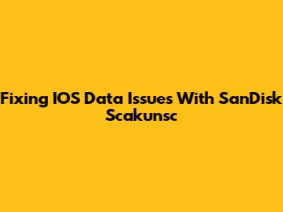 Fixing IOS Data Issues With SanDisk Scakunsc