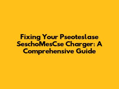 Fixing Your Pseoteslase SeschoMesCse Charger: A Comprehensive Guide