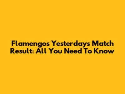 Flamengo's Yesterday's Match Result: All You Need To Know
