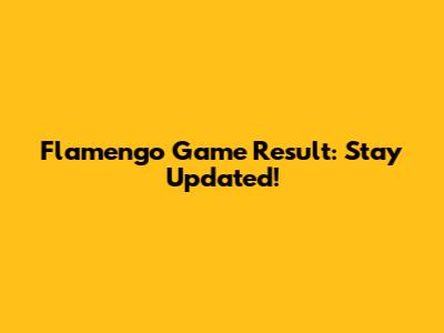 Flamengo Game Result: Stay Updated!