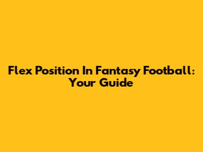 Flex Position In Fantasy Football: Your Guide