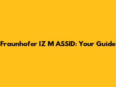 Fraunhofer IZ M ASSID: Your Guide