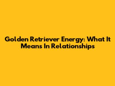 Golden Retriever Energy: What It Means In Relationships