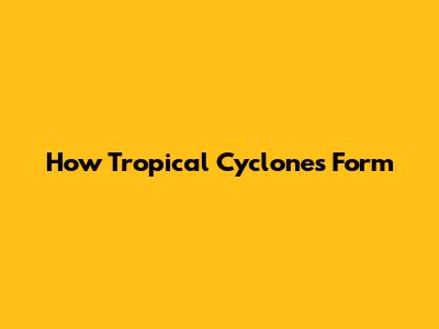 How Tropical Cyclones Form