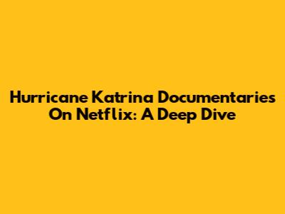 Hurricane Katrina Documentaries On Netflix: A Deep Dive