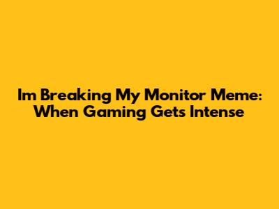 I'm Breaking My Monitor Meme: When Gaming Gets Intense