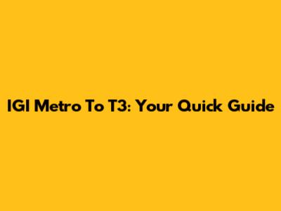 IGI Metro To T3: Your Quick Guide