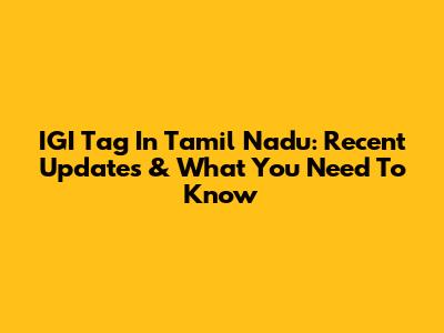 IGI Tag In Tamil Nadu: Recent Updates & What You Need To Know