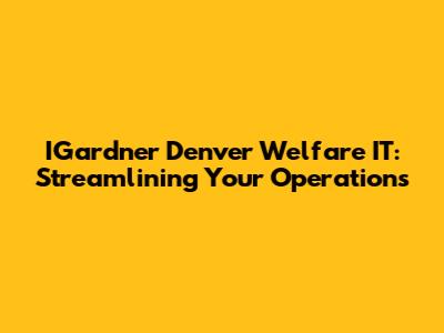IGardner Denver Welfare IT: Streamlining Your Operations