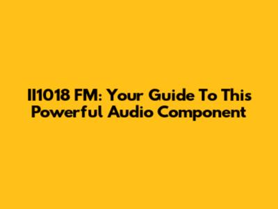 II1018 FM: Your Guide To This Powerful Audio Component
