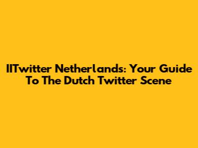 IITwitter Netherlands: Your Guide To The Dutch Twitter Scene