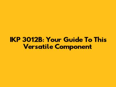 IKP 3012B: Your Guide To This Versatile Component