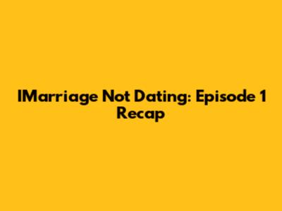 IMarriage Not Dating: Episode 1 Recap