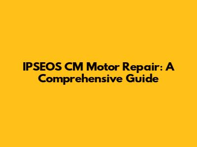 IPSEOS CM Motor Repair: A Comprehensive Guide