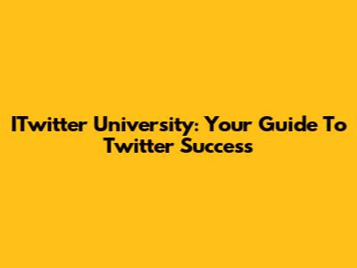 ITwitter University: Your Guide To Twitter Success