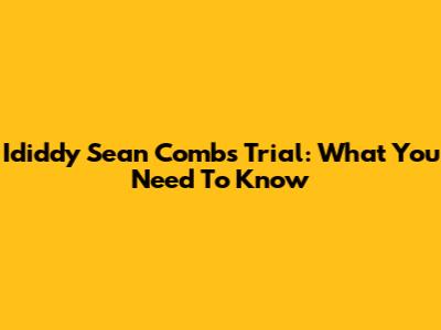 Ididdy Sean Combs Trial: What You Need To Know