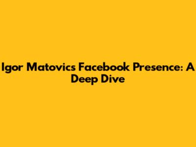 Igor Matovic's Facebook Presence: A Deep Dive