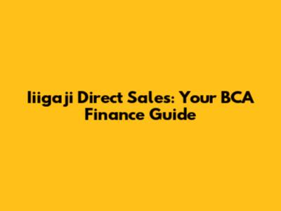 Iiigaji Direct Sales: Your BCA Finance Guide