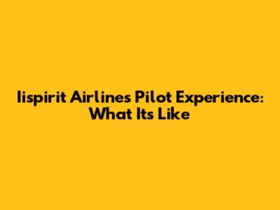 Iispirit Airlines Pilot Experience: What It's Like