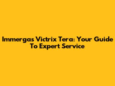 Immergas Victrix Tera: Your Guide To Expert Service